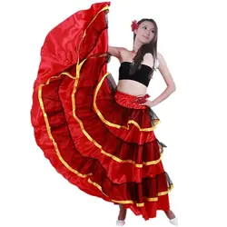 Испанская коррида юбки фламенко для Для женщин Бальные живота платье с широкой юбкой для танцев Длинные Красный фламенко платья для