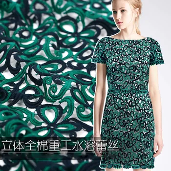 

2017 super beautiful green spring summer cotton quality heavy water soluble lace cloth cotton jacket empty thickened Turandot st