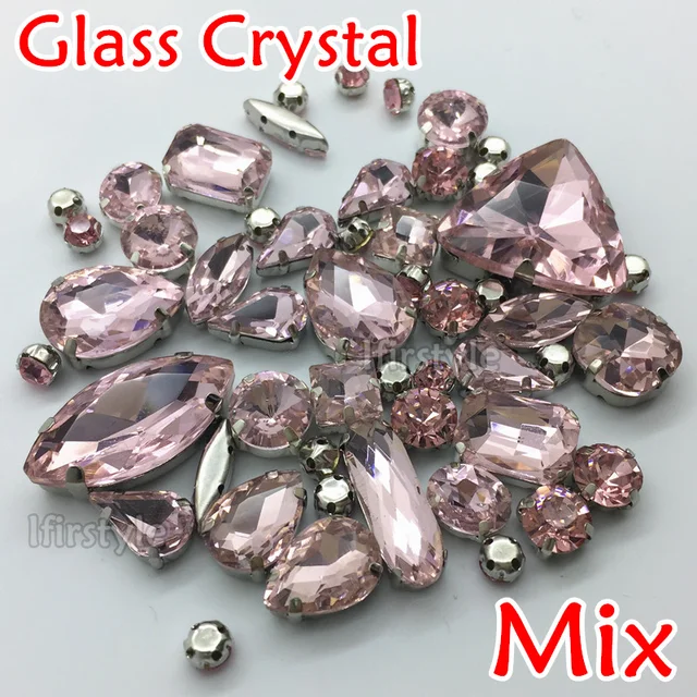 Mix Sizes Shapes Lt Rose Hot Pink Color 49pcs Bag Sew On Gl Mix Sizes Shapes Lt Rose Hot Pink Color 49pcs Bag Sew On Gl Crystal
