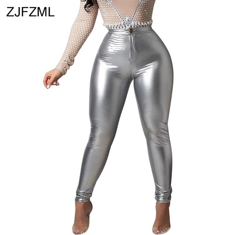 

High Waist PU Leather Bodycon Pants 2018 Women Fashion Button Thicker Stretchy Legging Winter Casual Warm Pencil Skinny Trousers