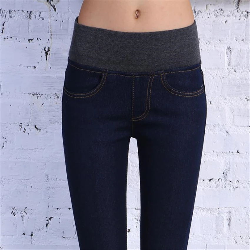 Winter Warm Jeans For Women Thick Pants Female Stretch