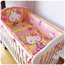 Акция! 6 шт. детские кроватки Постельное белье новорожденных мультфильм кроватки комплект съемная(бамперы+ лист+ наволочка