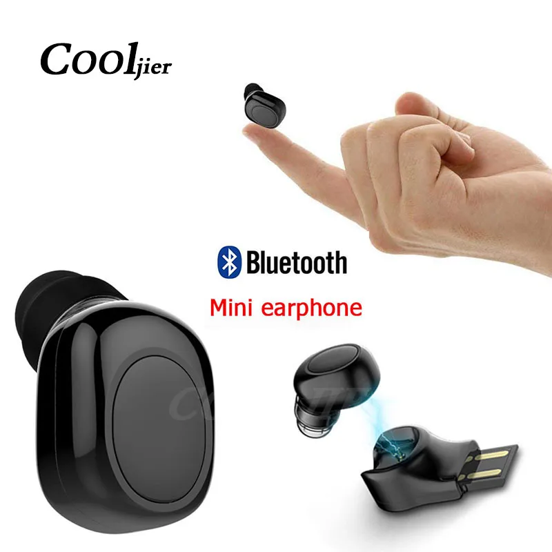 COOLJIER Мини Bluetooth наушники Беспроводная гарнитура Hands-free Earbud наушники бизнес наушник для iPhone X 8 7 plus samsung