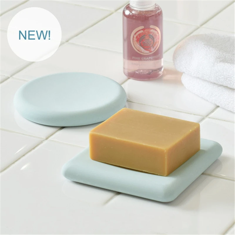 Creative Soap Dish Water Diatomite Box Drain Tray Strong Sucker Soapbox Draining Holder Bathroom Storage Rack Plate Container 