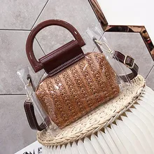 Женский мешок прозрачный Сумки Для женщин ткань летние пляжные сумки ясно, сумки для Для женщин Повседневное женская сумка из ткани плетеная Сумка из ротанга