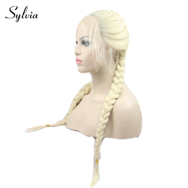 Sylvia 613 # блондинка два конский хвост плетеный синтетический синтетические волосы на кружеве Искусственные парики с ребенком волос