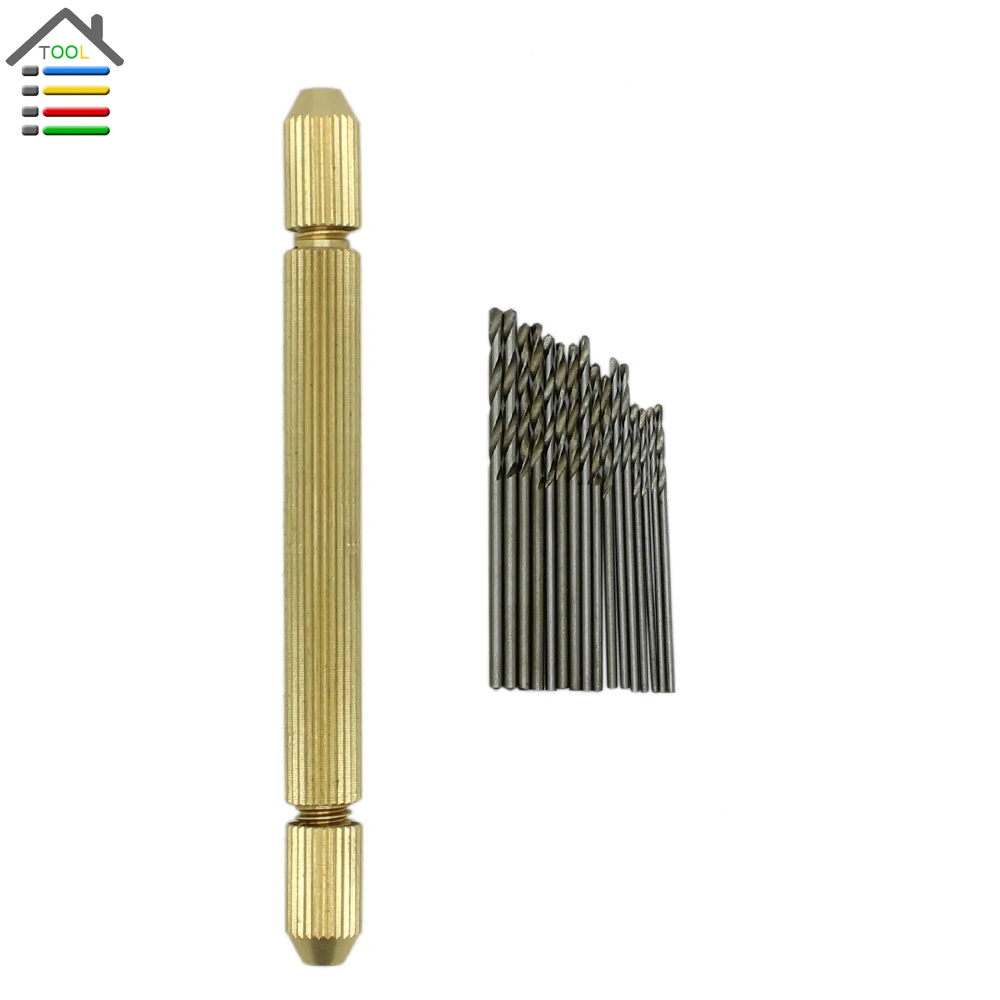 Brass Hand Drill Jewelry Craft Handle Pin Vise Hole Drill Burs Drilling