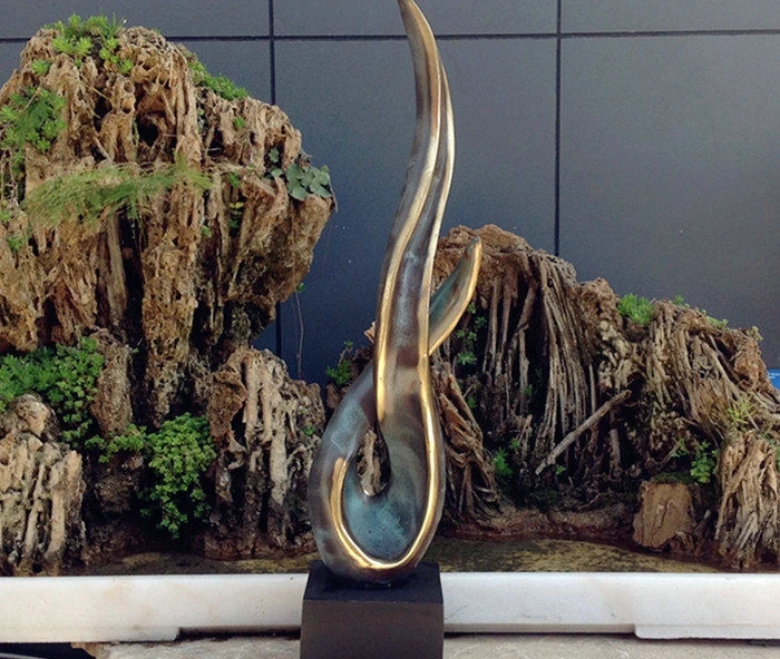 Art Deco Sculpture Abstract Plant Bronze Statue | Дом и сад