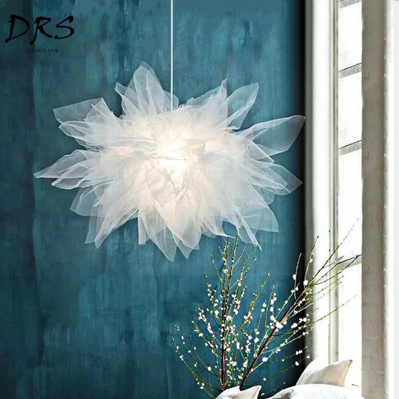 

Nordic Lustre Cloth Pendant Lights Romantic Princess Hanging Lamp for Living Room Indoor Lighting Fixtures Home Decor Lamparas