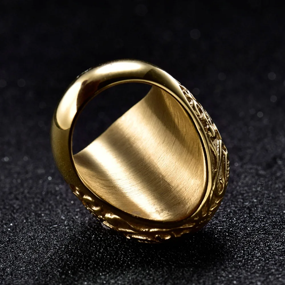 XIAGAO Cool Punk Real 316L stainless steel Red Ring Men's big red Crystal red stones Finger Rings for man Gothic Casting Ring