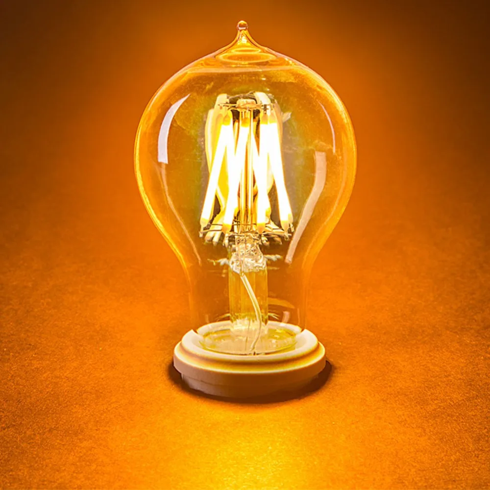 Ganriland A19 затемнения Винтаж Глобус лампы золотой оттенок Edison светодио дный свет лампы накаливания E27 8 Вт 2200 К декоративная подвеска лампы