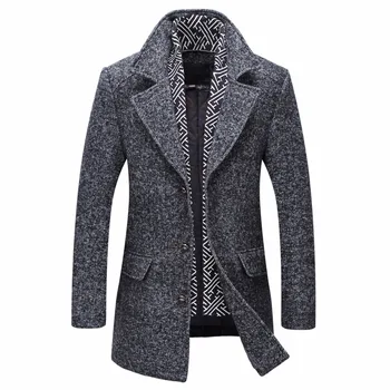 

2020 Winter New Thick Men Wool Jacket Detachable Scarf High Quality Manteau Hiver Pour Homme