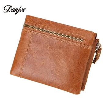 

DANJUE Rfid Blocking Men Wallets Genuine Leather Money Purse For Male Hasp Natural Cowhide Coin Wallets Clutch Card Holder Men