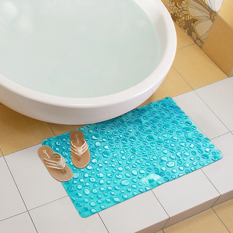 42x72CM Blue PVC Bath Mat Non-Slip Sucker Cup Massage Shower Mats Bathroom Carpet Rug Child Baby Bath Pad