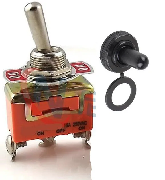 

15A 250V 3 Terminal ON OFF ON Toggle Switch with waterproof cap