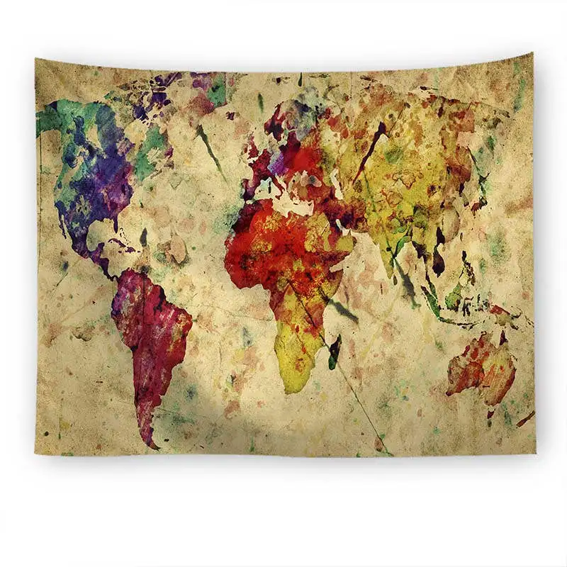 Карта мира пейзаж напечатанный полиэстер настенный гобелен декоративный настенный гобелен, ковер пляжное полотенце прямоугольная скатерть - Цвет: 1