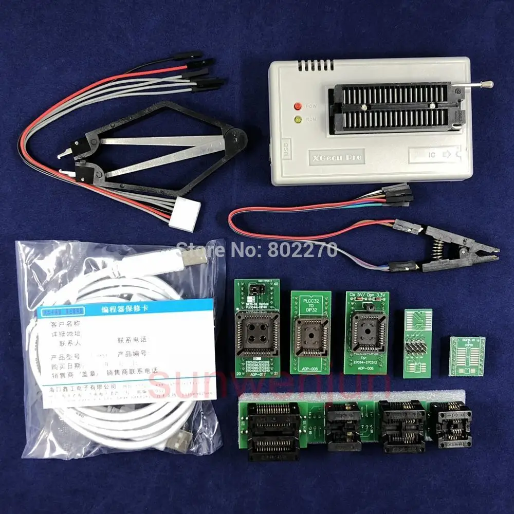 

Black Edition V8.51 XGecu TL866II Plus USB Programmer 15000+IC SPI Flash NAND EEPROM MCU PIC AVR+ 9PCS ADAPTER+SOIC8 Testclip
