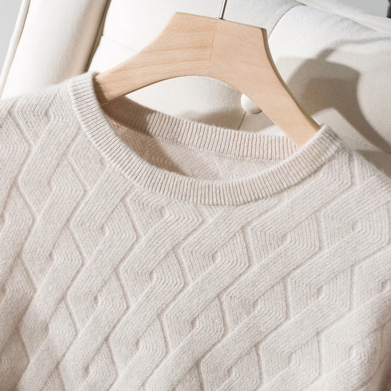 Autumn Winter Authentic Cashmere Sweater Men's 100% Casual Loose O-neck Long-sleeved Knit Pullover Man Knit Bottoming Sweater