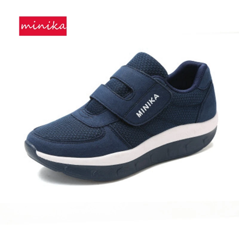 

Women Slimming Shoes Mesh Breathable Wedge Swing Shoes 2018 Hook&Loop Large Size42 Soft Heel Anti-slip Female Toning Shoes