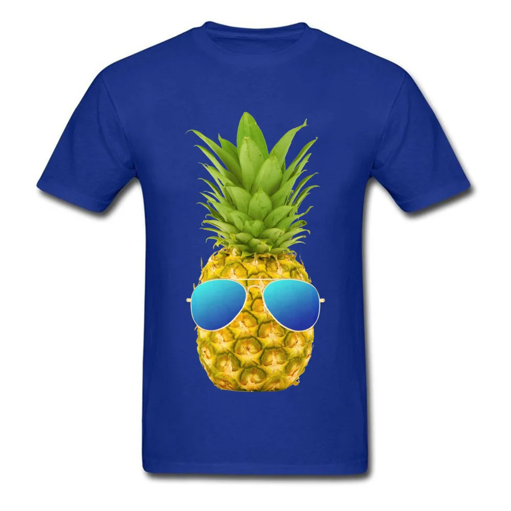 Cool Pineapple Men's 2018 Fashion Funny Tops Shirts Round Neck NEW YEAR DAY Cotton T Shirt Custom Short Sleeve T Shirts Cool Pineapple blue