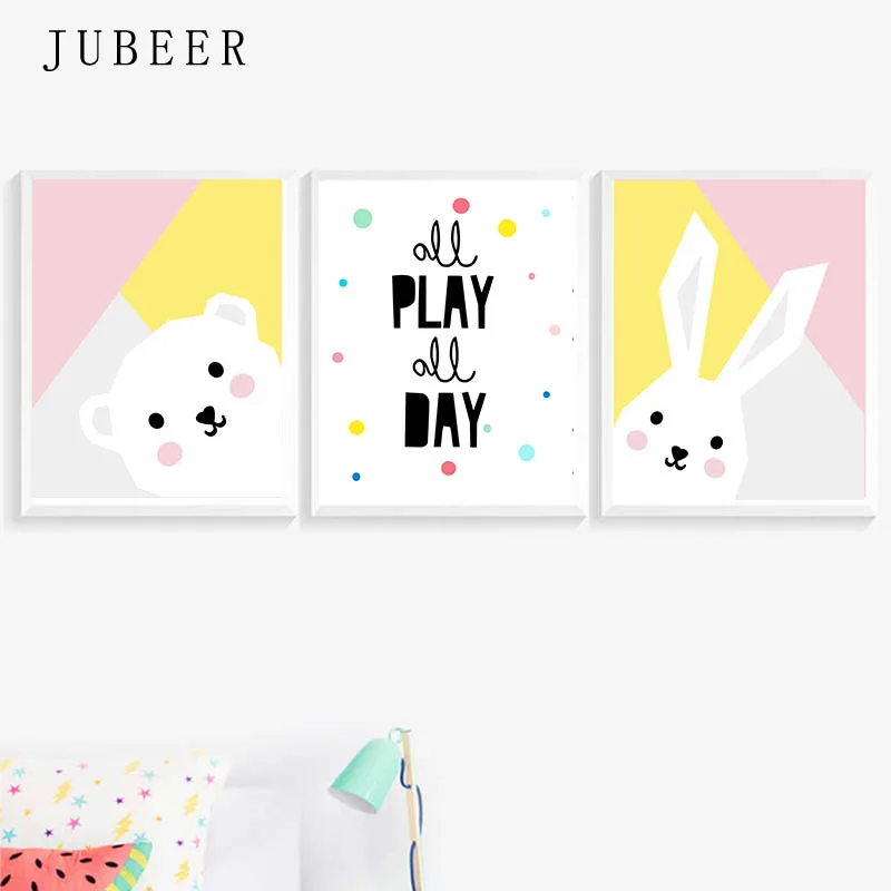 

Noedict Style Poster Kinderkamer Posters for Children Animal Print Lovely Rabbit Bear Canvas Picture Nursery Wall Art Home Decor