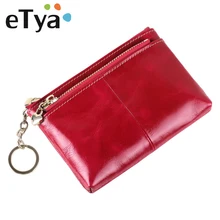 Модный винтажный Женский кошелек из натуральной кожи, маленькие кошельки для женщин, кошелек для монет, сумка для ключей, коричневый, красный, черный, мини-кошелек на молнии