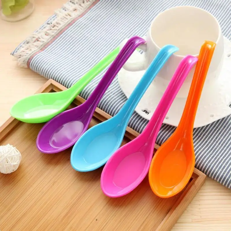 Candy Color Hook Spoon Melamine Soup Spoon Noodle Soup Food Spoons Adults Kids Tableware