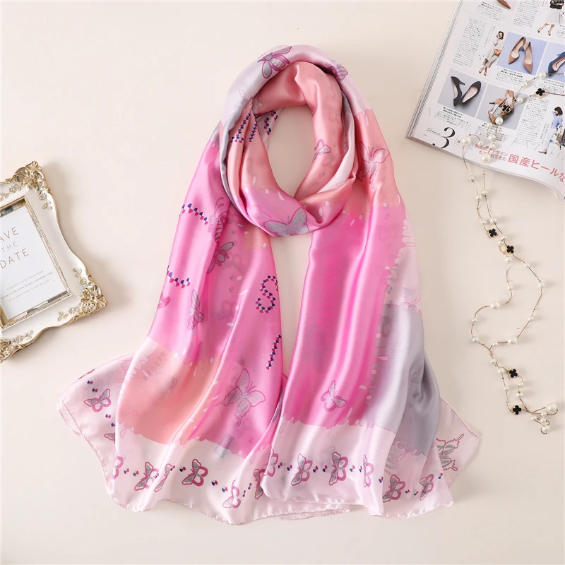 

2019 women silk scarf luxury brand shawls and wraps for lady pashmina bandana summer sunscreen beach stoles hijabs foulard
