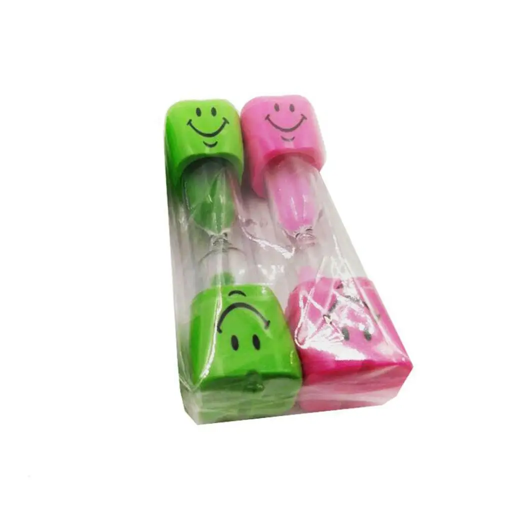2Pcs Children Smile Face Toothbrush Sandglass Hourglass Sand Timer 3 Minutes