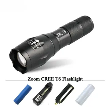 

powerful led Flashlight zoom lanternas cree xm l t6 led flashlights torch waterproof light AAA OR 18650 charge battery zaklamp
