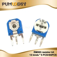 65 шт. RM063 вертикальный синий белый регулируемый резистор комплект 100 Ом-1 м ом 13 видов* 5 шт. = 65 шт