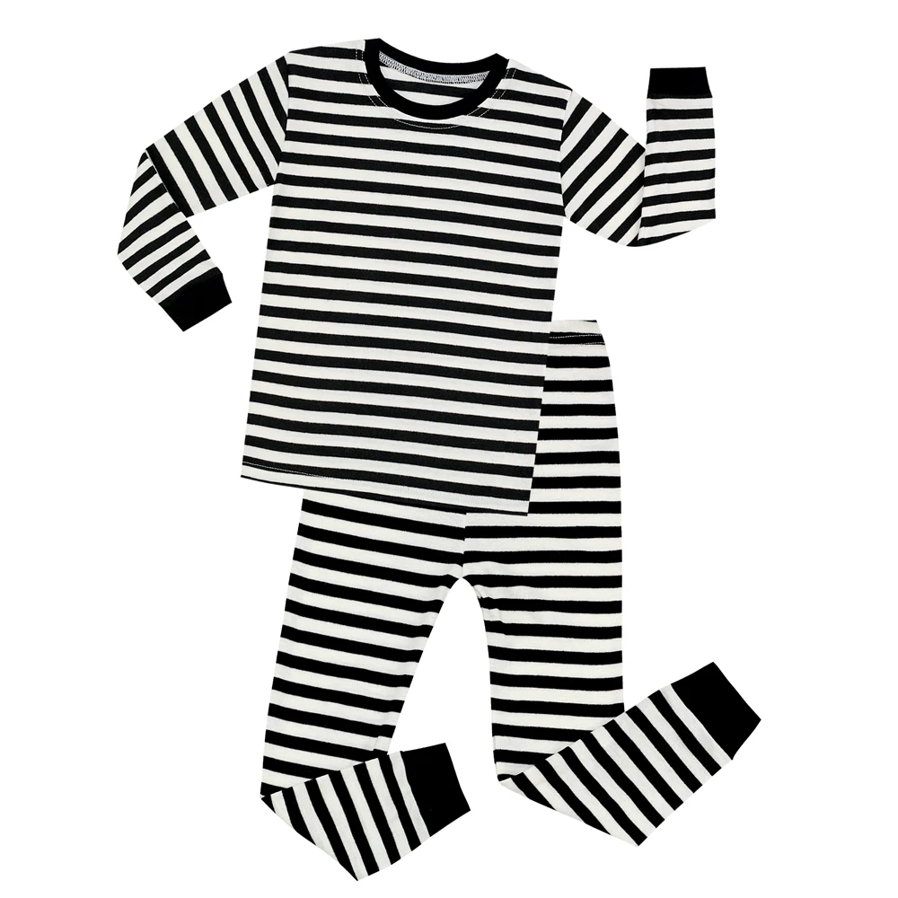 TINOLULING для маленьких мальчиков и девочек черно-белую полоску пижамные комплекты детская одежда для сна детская Рождественская красно-белую полоску пижамы От 1 до 8 лет
