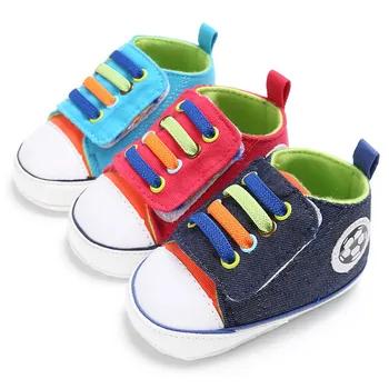 

New Arrival Fashion Canvas Football Baby Shoes Soft Sole Toddler Prewalker Baby Boy and Girl Shoes For 0-15 Months