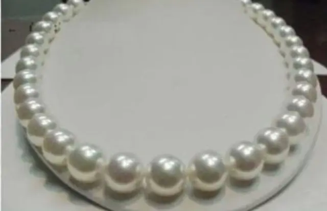 

HOT## Wholesale > Huge 18"12-14MM natural south sea genuine white pearl necklace goold luster