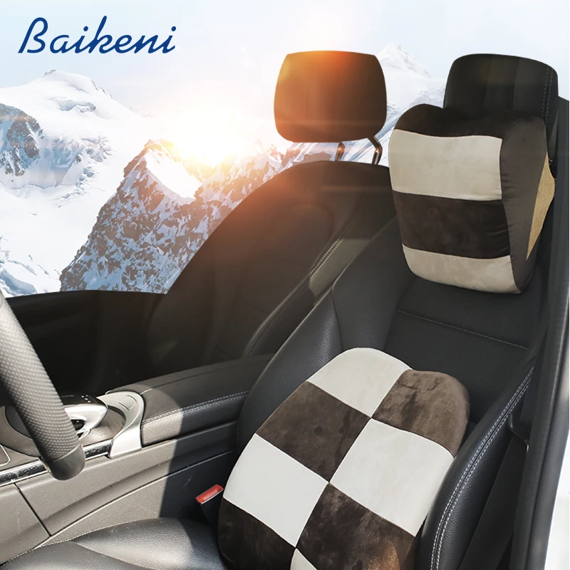 

One Set Memory Foam Car Headrest Pillow Neck Rest Pillow Seat Back Support Lumbar Car Cushion Auto Interior Accessories