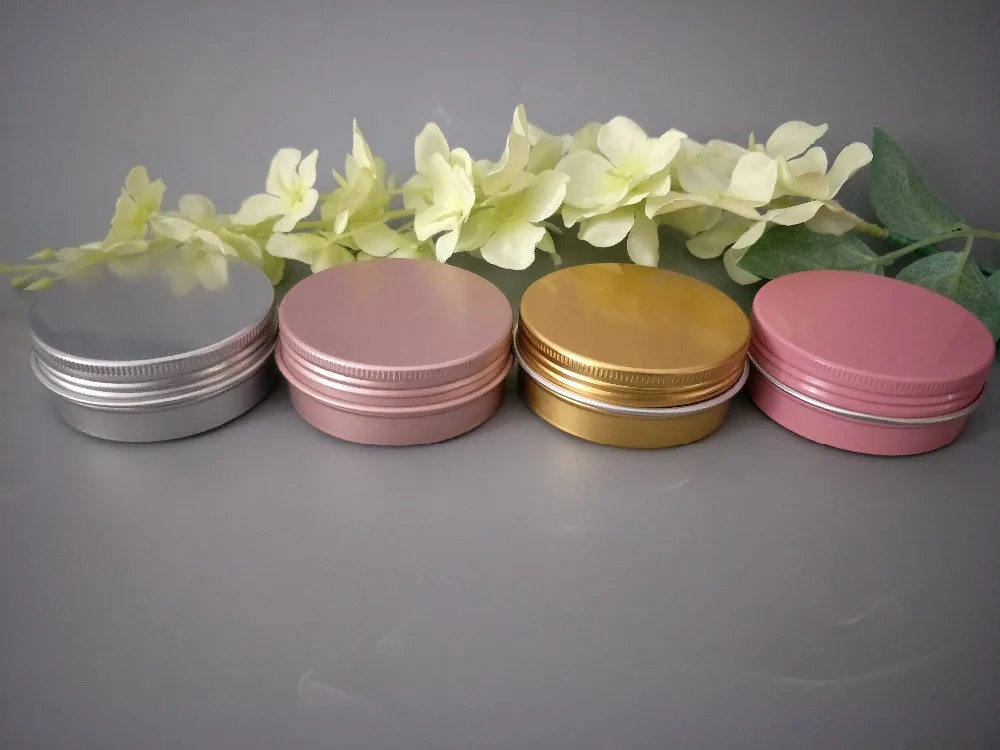 

50pcs/lot Aluminum Jars 60ml gold pink rose pink silver Metal Tin 2oz Cosmetic Containers 60g Aluminum box tin