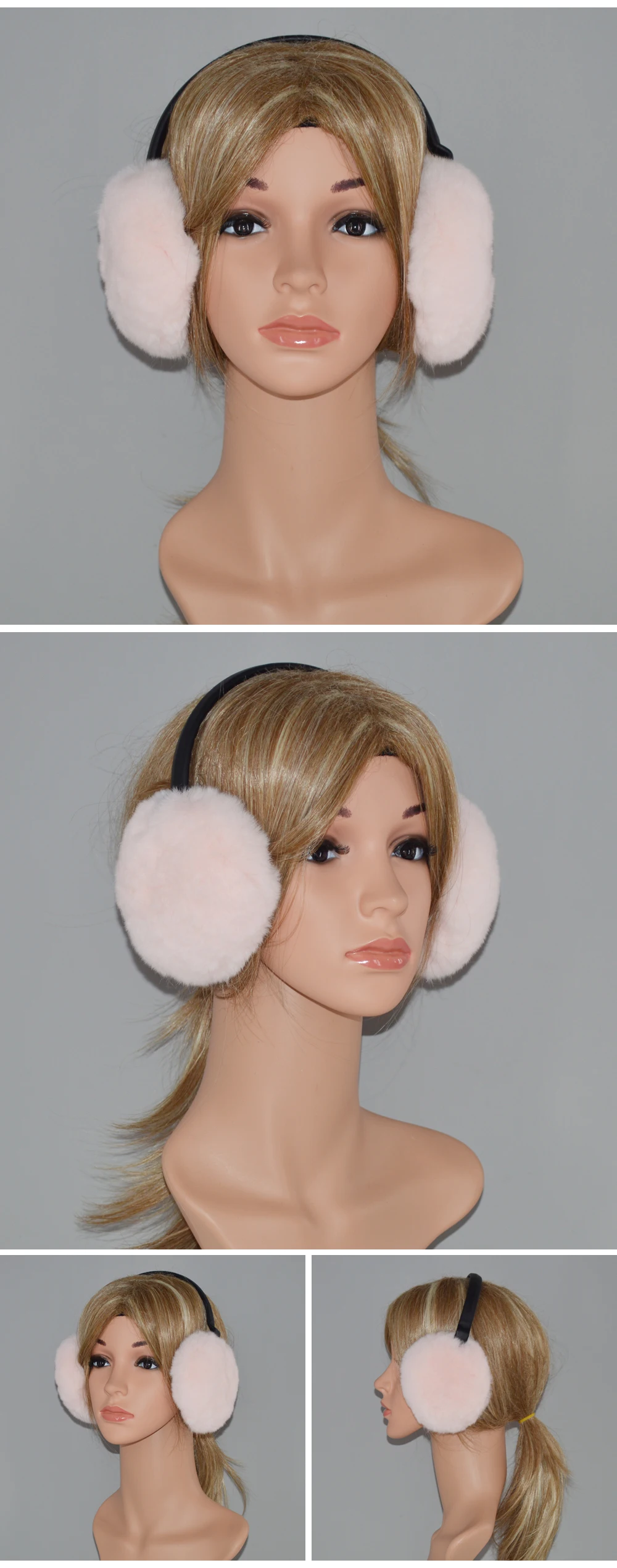 Hot Sale Women Winter Natural Real Rex Rabbit Fur Earmuffs Fashion Warm Plush Rex Rabbit Fur EarMuff Brand Real Fur Earflap