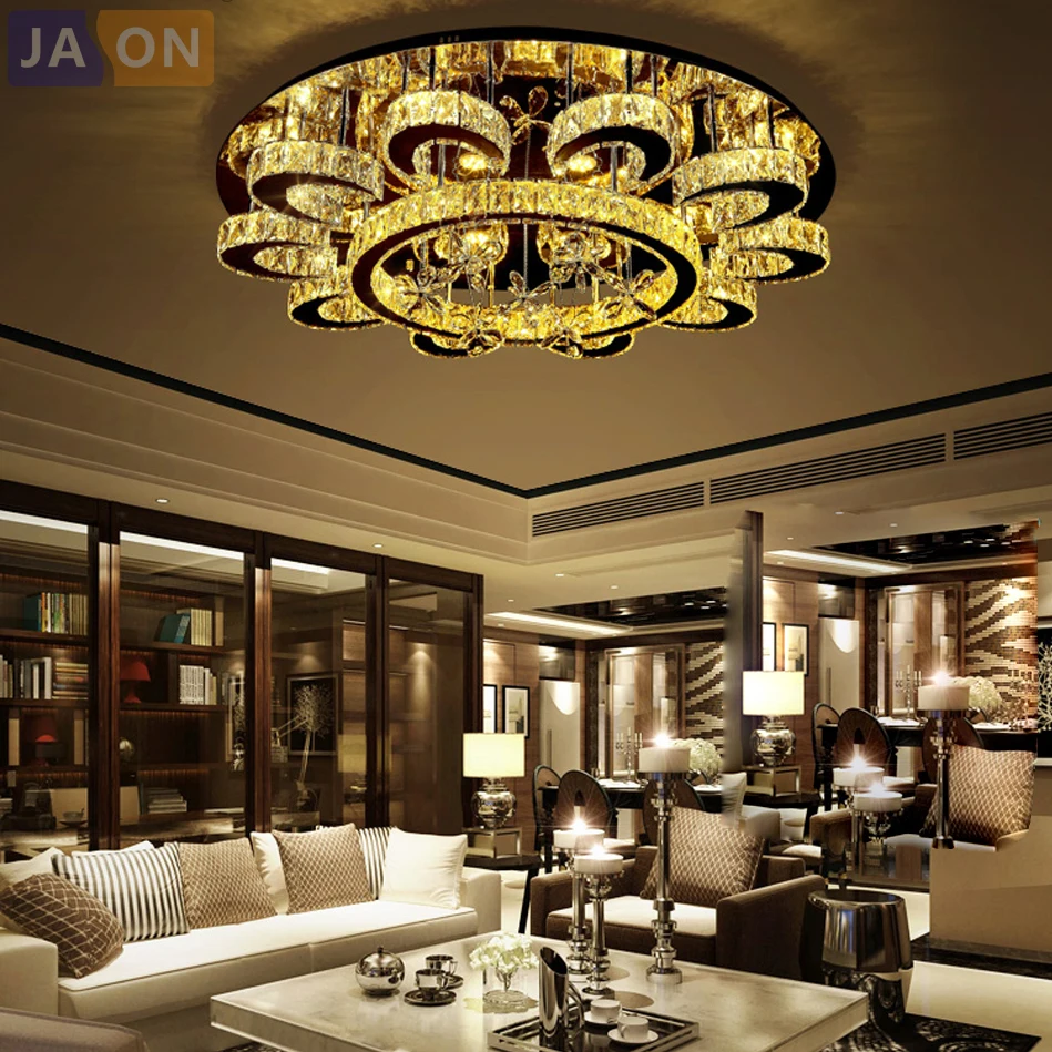 LED Nordic Stainless Steel Crystal Round LED Lamp LED Light Ceiling Lights Ceiling Lamp For Foyer Dinning Room