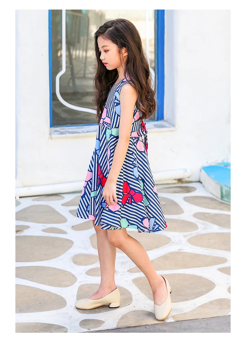 baby girl summer dress 2018 with bow pink blue print teenage children dresses girls 6 sleeveless kids party dresses for girls 4 5 6 7 8 9 10 11 12 13 14 15 years big little baby girl summer dress 2018 princess dress children (19)