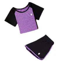 С высокой талией Для Йоги Набор из 2 предметов Спортивная одежда для женщин спортивный бюстгальтер для фитнеса одежда женские спортивные шорты тренажерный зал тренировки укороченный Топ для женщин Y04