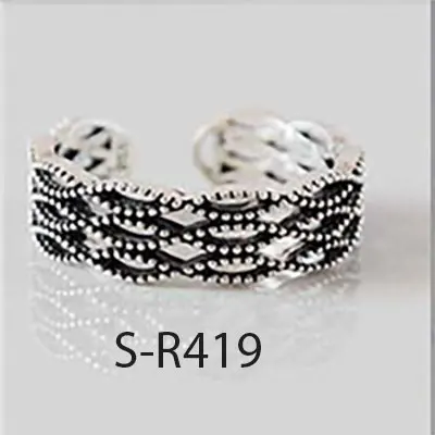 ANENJERY, мульти-стиль, Ретро стиль, 925 пробы, серебряные кольца ручной работы, размер 18 мм, регулируемые тайские серебряные кольца для мужчин и женщин, S-R414 - Цвет основного камня: S-R419