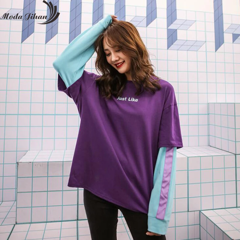 

Moda Jihan Women's Pullovers Ulzzang Sweatshirts Harajuku Long Sleeve Cotton Oversize Tumblr Sweatshirt Female Chic Street Tops