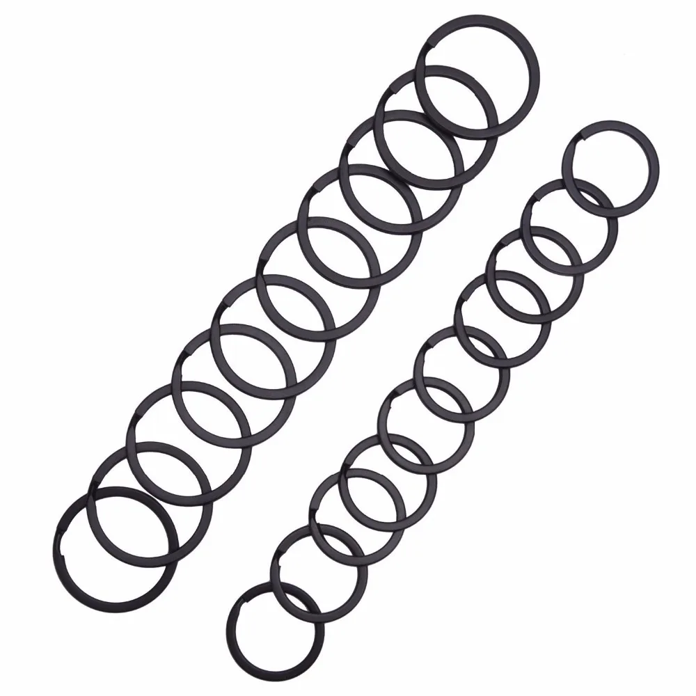 Плоские брелоки, металлические брелоки, разделенные брелоки для домашних ключей, 1 и 1,25 дюйма, черные, 40 штук