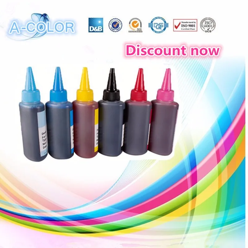 6 Color Refill Ink Kit Dye ink for Epson Cartridge Printer Ink 100ml bottle Black Cyan Magenta