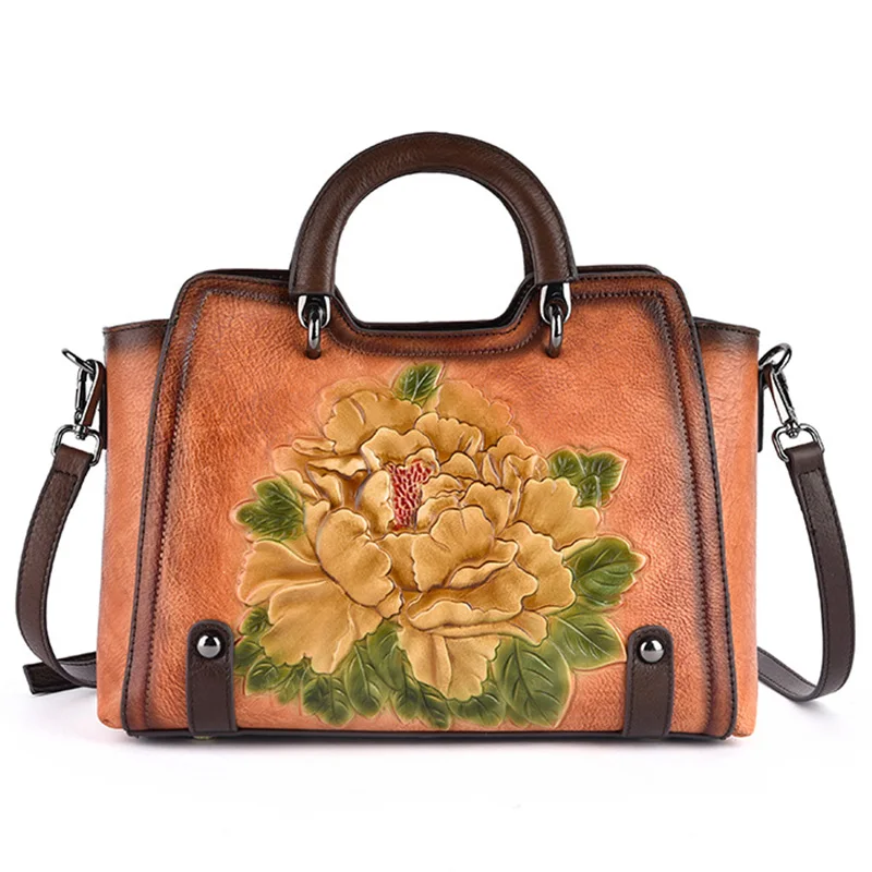 Женская сумка-тоут на плечо из натуральной кожи, женская сумка в стиле ретро, высокое качество, сумка через плечо с верхней ручкой, сумки-мессенджеры с тиснением