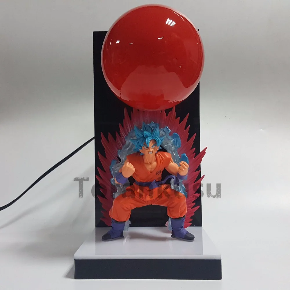 Dragon Ball Z фигурку Сон Гоку kaiouken pvc 300 мм аниме Dragon Ball Супер диорама фигурка DBZ со светодиодной база лампы