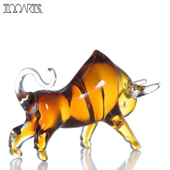 

Tooarts Yellow Cattle Glass Figurine Home Decor Animal Figurine Favor Gift Glass Craft Decoration For Home Office