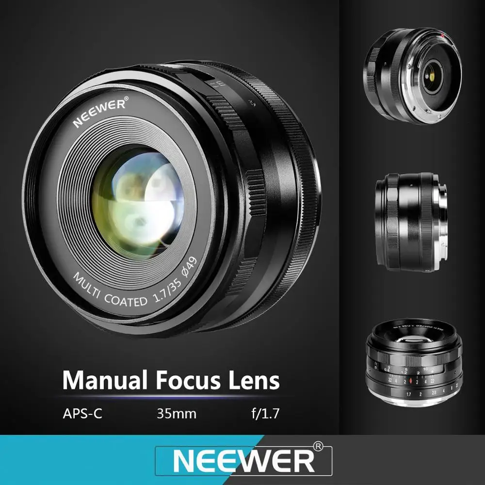 Neewer 35 мм F/1 7 ручная основная фиксированная линза с большой диафрагмой для
