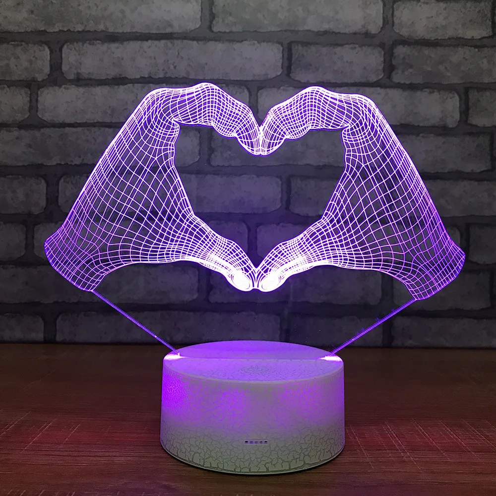 

Led Acrylic Bed Small Night Lights Remote Touch switch White base Lovely 7 color change 3D Lamp Christmas decorations gift