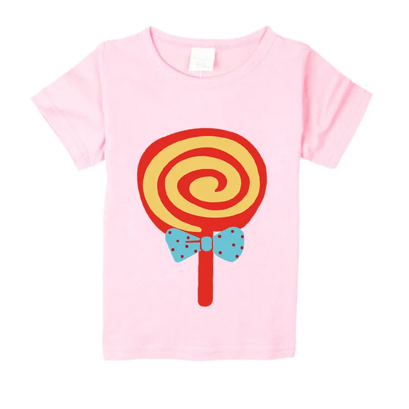 

100% lollipop pattern girl's spring summer t-shirts fashion letters printing girls nice tees tops